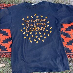 Black Halloween T-Shirt with Candy Corn Design